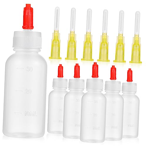 OFFIGAM 6sätze Teiliges Nadelflaschen Quetschflaschen Mit Präziser Applikationsspitze Für Kleber Tinte Farbe Und Mehr Wiederverwendbare Transparente Flaschen Für DIY-projekte Und Industrie von OFFIGAM