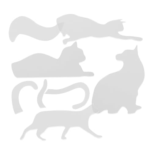 OFFIGAM Acryl Quilting Lineal Katzenmotiv Flexible Abriebfest Leichtes DIY Patchwork Werkzeug für Anfänger und Näher Transparente Nähschablonen Langlebige Sichere Schneidevorlagen von OFFIGAM