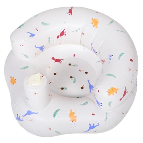 OFFIGAM Aufblasbarer Babysitz für Kleinkinder Ergonomischer Badesitz mit Integrierter Luftpumpe Tragbar für Reisen Lernen und PVC Faltbar Dinosaurier Design von OFFIGAM
