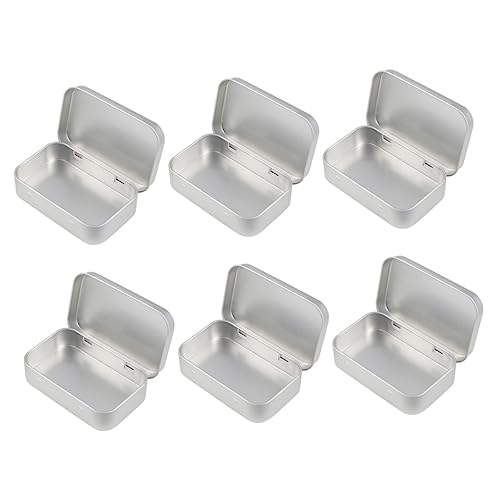 OFFIGAM 6stücke Mini Aufbewahrungsbox Set Pack Rechteckige Metalldosen Leer Tragbar Silber Für Kosmetik Süßigkeiten Und Kleine Gegenstände Für Reisen Und Camping von OFFIGAM