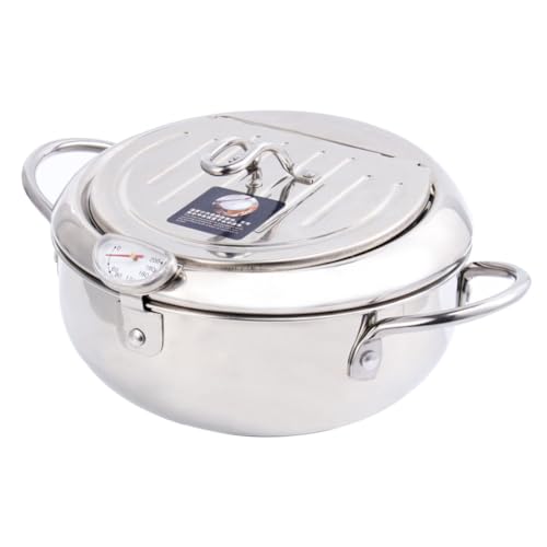 OFFIGAM Hochwertiger Frittier Topf mit Thermometer und Ölfilter Mini Fritteuse für Induktionsherd und Gasherd für Gleichmäßiges Frittieren und Einfache Handhabung Silber von OFFIGAM