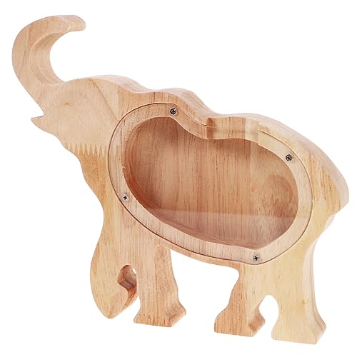 OFFIGAM Holz Sparschwein Elefant Form Dekorative Geldbank für Langlebig und Sicher als Münzbehälter und Wohnaccessoire Hochwertige Verarbeitung für Viele Jahre Nutzung von OFFIGAM