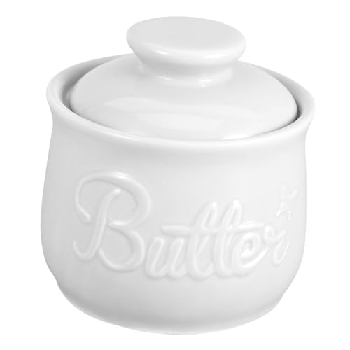 OFFIGAM Keramik Butterdose mit Deckel Französischer Stil Luftdicht Luftundurchlässig für Frische Butter Stilvolles Küchenaccessoire Vintage Butterbehälter für Haushalt und Dekor von OFFIGAM