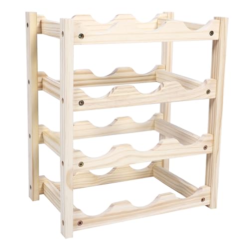 OFFIGAM Massives Holz weinregal für Flaschen Stabiles und Rutschfestes Haushalts flaschenregal zur Stilvollen Lagerung und Präsentation von Weinflaschen im Wohn Esszimmer von OFFIGAM