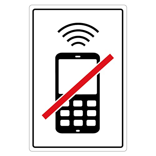 2 Stück Aufkleber Handy Mobiltelefone ausschalten Schild Hinweisschild Warnschild für Fenster und Türen - 130 x 90 mm von OFFORM DESIGN