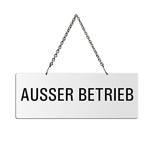 OFFORM DESIGN Ausser-Betrieb Material Melamin beidseitig weiß Metallkette Text einseitig Format 175 x 65 mm Nr.31015-W OFFORM DESIGN Ausser-Betrieb Material Melamin beidseitig weiß Metallkette Text einseitig Format 175 x 65 mm Nr.31015-W von OFFORM DESIGN