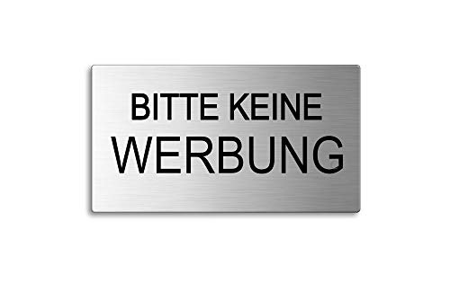 OFFORM DESIGN Bitte Keine Werbung Briefkastenschild aus Edelstahl 80x44 mm selbstklebend Edelstahlschilder-Kollektion Nr.29049 von OFFORM DESIGN