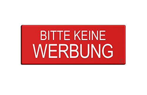 Briefkastenschild Bitte Keine Werbung 66x25 mm Aluminiumschild vollflächiger Druck rot-weiß selbstklebend Nr.57051-R von OFFORM DESIGN