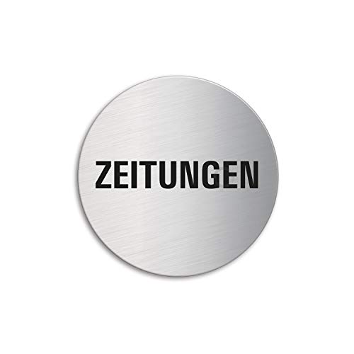 Briefkastenschild Zeitungen Edelstahlschild Ø 60 mm selbstklebend Nr.7108 von OFFORM DESIGN