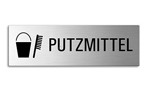 Edelstahlschild Türschild Textschild Putzmittel 255x80x1 mm Nr.26033 von OFFORM DESIGN