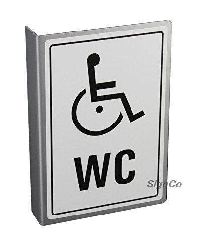 Fahnenschild Rollstuhl WC 14,5x10 cm Aluminiumschild L-Profil Motiv beidseitig Nr.43763 von OFFORM DESIGN