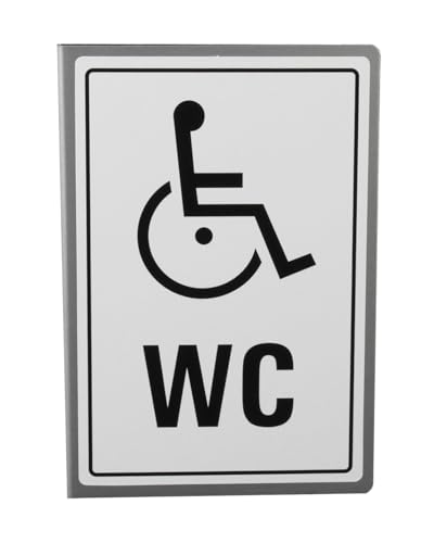 Fahnenschild Rollstuhl WC 14,5x10 cm Aluminiumschild L-Profil Folienschild beidseitig selbstklebend 43763 von OFFORM DESIGN