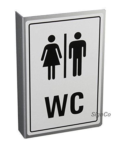 Fahnenschild WC Damen Herren 14,5x10 cm Aluminiumschild L-Profil Motiv beidseitig Nr.43760 von OFFORM DESIGN