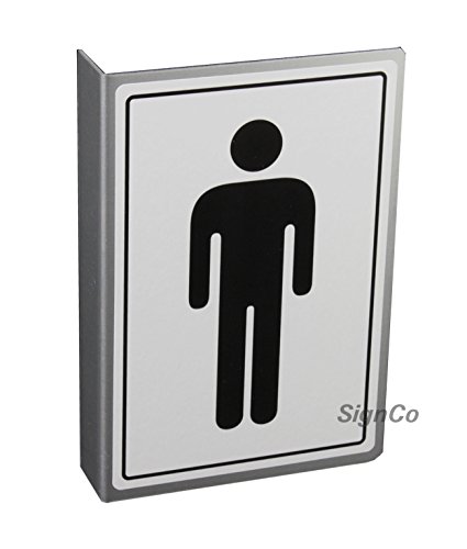 Fahnenschild WC Herren 14,5x10 cm Aluminiumschild L-Profil Motiv beidseitig Nr.43762 von OFFORM DESIGN