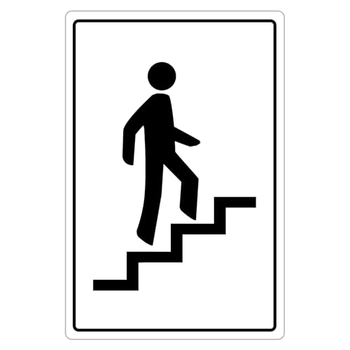 2 Stück Aufkleber Treppe Treppenhaus Schild Hinweisschild für Fenster und Türen | 13 x 9 cm von OFFORM DESIGN