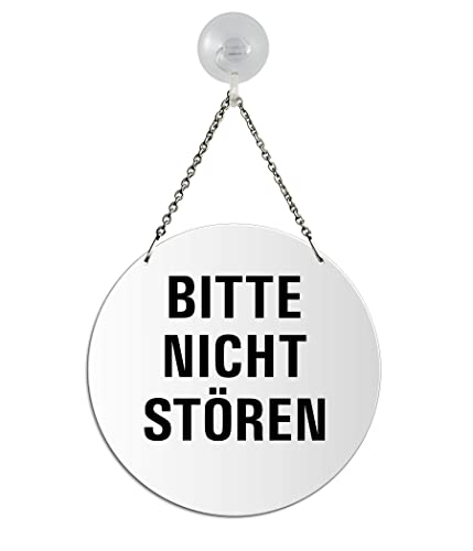 Hängeschild Bitte nicht stören Ø 130 mm Melamin weiss beschichtet Text einseitig mit Suagnapfhaken 6910-WS von OFFORM DESIGN