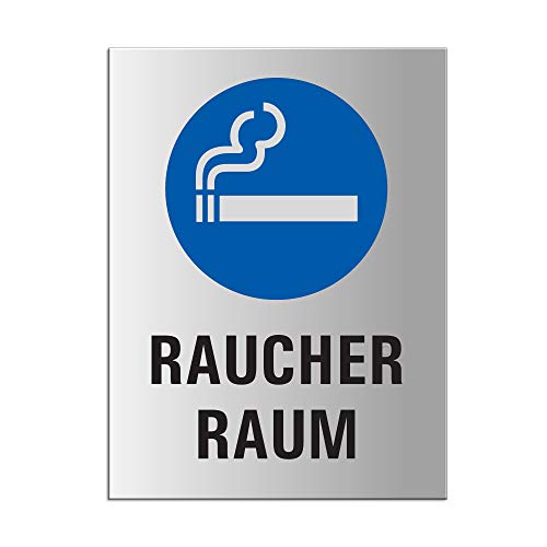 Hinweisschild - Raucherraum | Aluminiumschild silber matt eloxiert 200x150 mm selbstklebend Ofform Design von OFFORM DESIGN