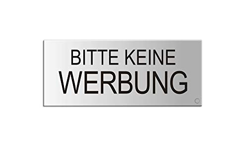 OFFORM DESIGN Briefkastenschild Bitte Keine Werbung Aluminium silbermatt eloxiert vollflächig selbstklebend 60x25 mm Nr.29000-E von OFFORM DESIGN