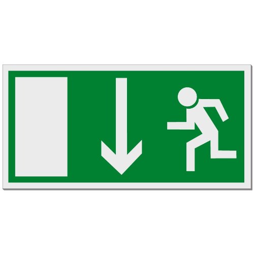 OFFORM DESIGN Fluchtwegschild WAYOUT aus Aluminium Richtung unten 200x100 mm Nr.45207-E von OFFORM DESIGN