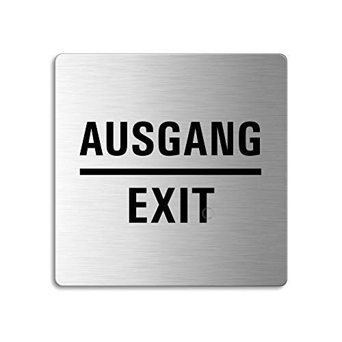 OFFORM DESIGN Schild Ausgang Exit 85x85 mm Türschild aus Edelstahl selbstklebend Nr.48124 von OFFORM DESIGN