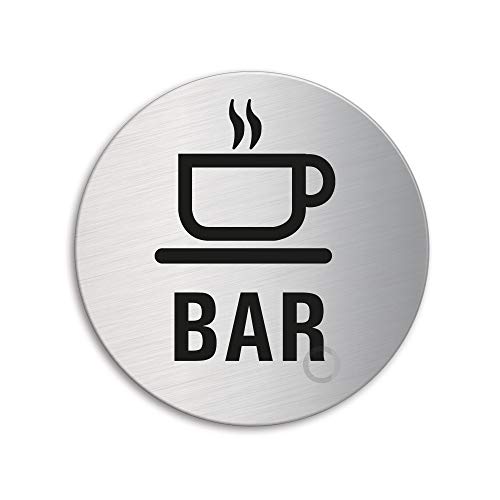 OFFORM DESIGN Schild - Café Bar | Türschild aus Edelstahl Ø 75 mm|Original Nr.39136 von OFFORM DESIGN