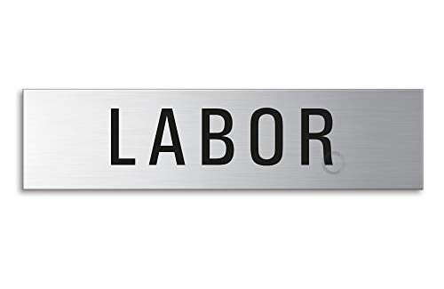 Schild Labor 160 x 40 mm Türschild aus Edelstahl fein-matt gebürstet selbstklebend Nr.8417 von OFFORM DESIGN