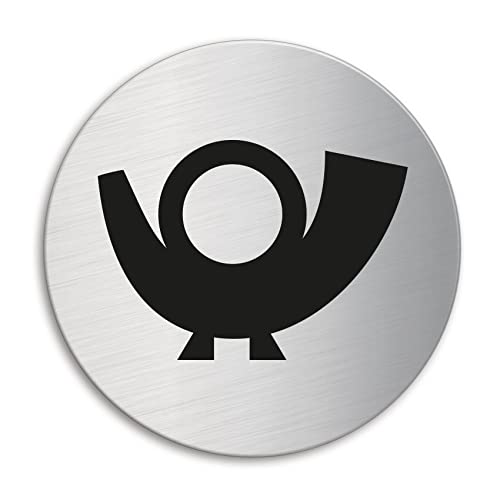 Schild Post-Briefkasten Türschild aus Edelstahl Ø 100 mm selbstklebend Nr.7548 von OFFORM DESIGN