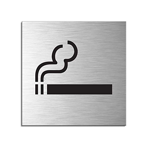 OFFORM DESIGN Schild - Raucher | Türschild 120 x 120 mm Aluminiumschild selbstklebend Nr.17128-S von OFFORM DESIGN