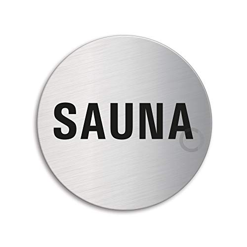 OFFORM DESIGN Schild - Sauna | Türschild aus Edelstahl Ø 75 mm selbstklebend Nr.8523 von OFFORM DESIGN