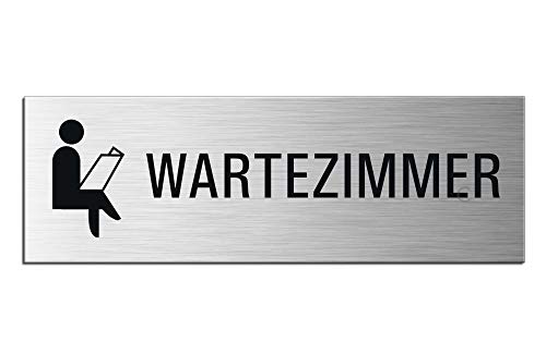 Schild Wartezimmer Türschild 240 x 80 mm Türschild Aluminium selbstklebend Nr.26018-S von OFFORM DESIGN
