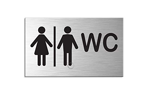 OFFORM DESIGN WC Schild I Toilettenschild I Aluminium I Edelstahl-Optik I Damen & Herren I 60x100 mm I n.44630-S von OFFORM DESIGN