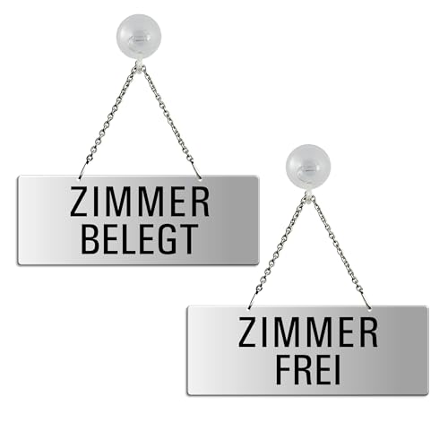 OFFORM DESIGN Wendeschild l Kettenschild | Hängeschild - Zimmer Frei/Zimmer Belegt | mit Saugnapfhaken l 175x65 mm l Nr.31225-ES von OFFORM DESIGN