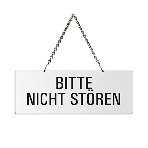 Hängeschild Bitte-nicht-stören Melamin beidseitig weiß beschichtet Text einseitig Metallkette mit Karabinerhaken Format 175 x 65 mm Nr.31022-W von OFFORM DESIGN