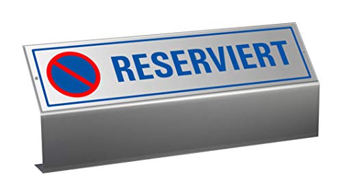 Parkplatzschild Reserviert mit Bodenhalter aus Aluminium komplett montiert von OFFORM DESIGN