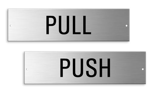 Push Pull Schilder 2er Set 150x40mm Aluminium gebürstet 150x40mm (2 vorgestanzte Löcher) von OFFORM DESIGN