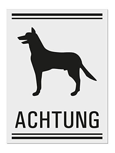 Schild Achtung Hund 200x150 mm Aluminium matt-silber selbstklebend Nr.37050-E von OFFORM DESIGN