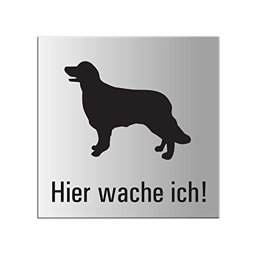 Schild - Achtung Retriever | Hundewarnschild Aluminiumschild Silber eloxiert 12x12 cm selbstklebend Ofform Design Nr.9029-E von OFFORM DESIGN