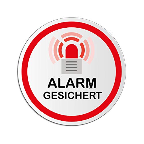 Schild Alarm gesichert Türschild Aluminium Ø 100 mm selbstklebend Nr.53153 von OFFORM DESIGN