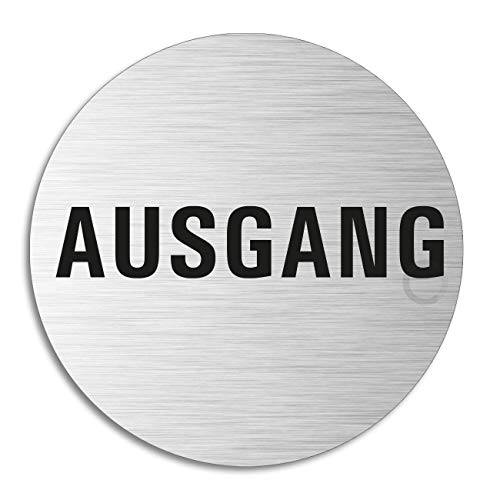Schild Ausgang Türschild aus Aluminium Edelstahloptik selbstklebend Ø 75 mm von OFFORM DESIGN