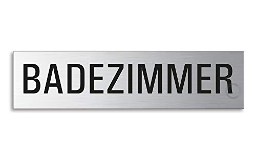 Schild Badezimmer 160x40 mm Türschild aus Edelstahl fein-matt gebürstet selbstklebend 27200 Schild Badezimmer 160x40 mm Türschild aus Edelstahl fein-matt gebürstet selbstklebend 27200 von OFFORM DESIGN