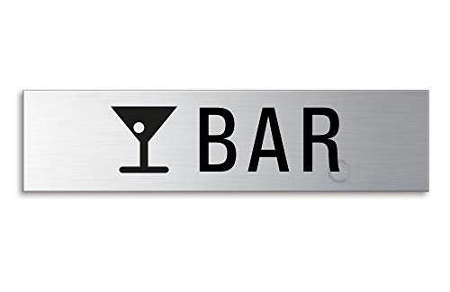 Schild Bar Türschild aus Edelstahl 160 x 40 mm selbstklebend Nr.8433 von OFFORM DESIGN