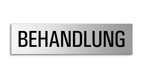 Schild Behandlung 160x40 mm Türschild aus Edelstahl fein-matt gebürstet selbstklebend 10205 von OFFORM DESIGN