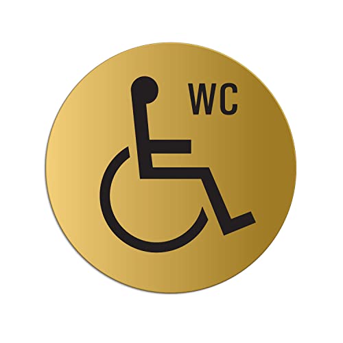 Schild - WC Behinderte Ø 75 mm Aluminium Schild matt-gold eloxiert Nr.39005-M von OFFORM DESIGN