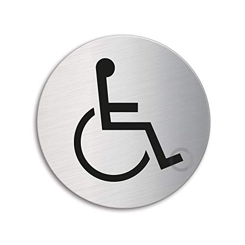 Schild Behinderten Zugang/Rollstuhl Ø 75 mm Türschild aus Edelstahl fein-matt gebürstet selbstklebend Nr.8486 Schild Behinderten Zugang/Rollstuhl Ø 75 mm Türschild aus Edelstahl fein-matt gebürstet selbstklebend Nr.8486 von OFFORM DESIGN