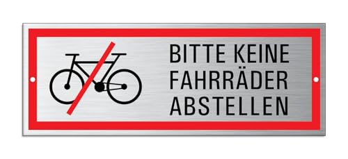 Schild Bitte keine Fahrräder abstellen 175x65 mm 2-fach gelocht Aluminium Edelstahloptik wetterfester Mehrfarbdruck von OFFORM DESIGN