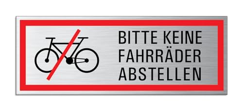 Schild Bitte keine Fahrräder abstellen 175x65 mm Aluminium Edelstahloptik wetterfester Mehrfarbdruck selbstklebend von OFFORM DESIGN