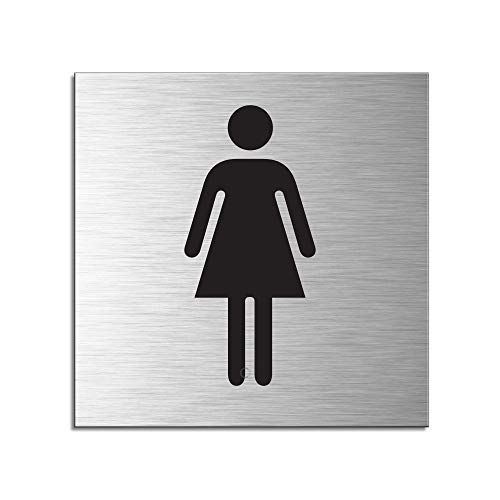 Schild Damen Toilette Türschild 120 x 120 mm Türschild Aluminium selbstklebend Nr.17136-S von OFFORM DESIGN