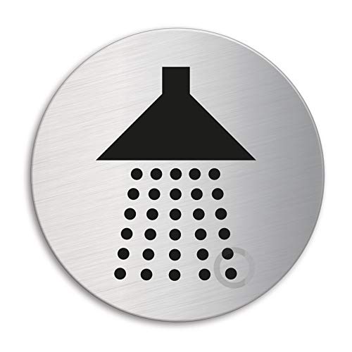 Schild Dusche Ø 100 mm Türschild aus Edelstahl fein-matt gebürstet selbstklebend 7663 Schild Dusche Ø 100 mm Türschild aus Edelstahl fein-matt gebürstet selbstklebend 7663 von OFFORM DESIGN