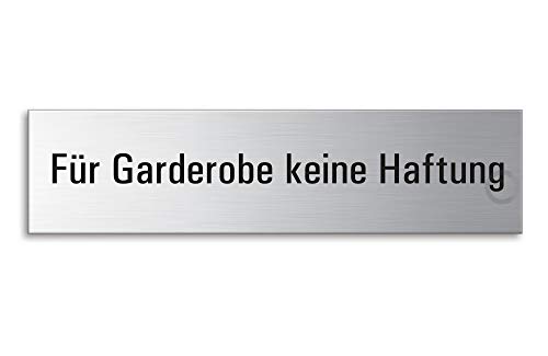 Schild Für Garderobe Keine Haftung 160x40 mm Türschild aus Edelstahl fein-matt gebürstet selbstklebend Nr.8341 von OFFORM DESIGN