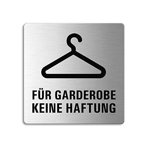 Schild Für Garderobe keine Haftung 85x85 mm Piktogramm Türschild aus Edelstahl Nr.48217 von OFFORM DESIGN